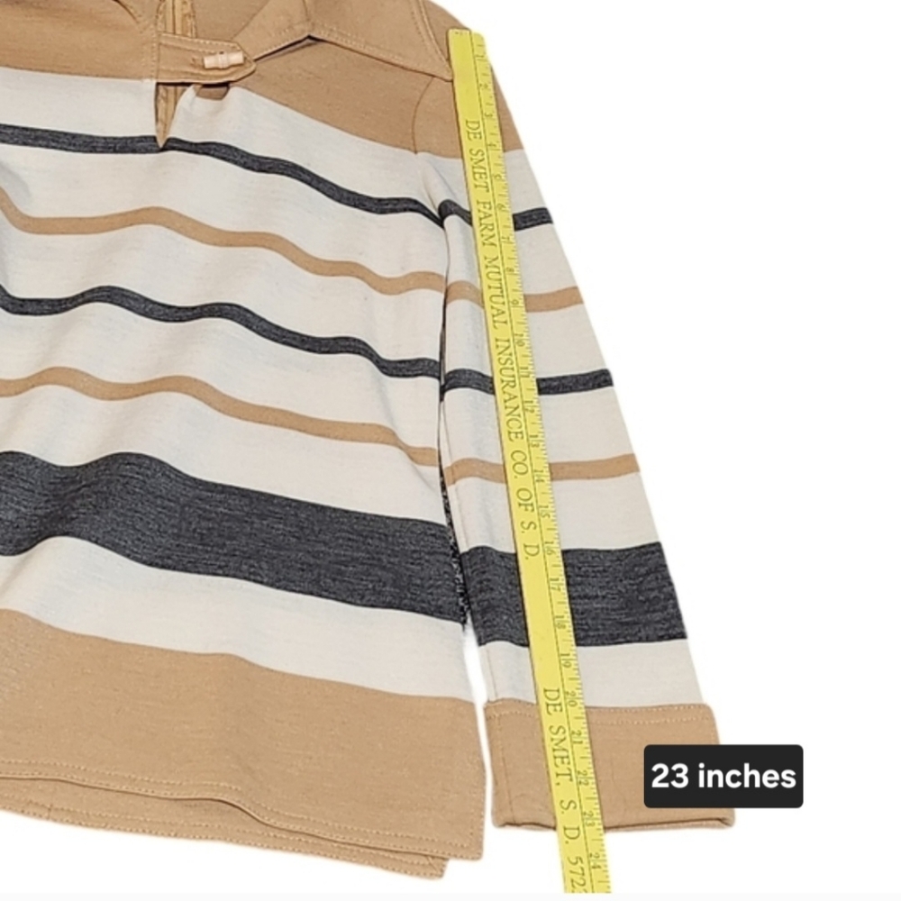 BUTTE KNIT Womens Small Striped Wool Blend Collared Sweater Neutral Vintage 70s - Picture 13 of 14